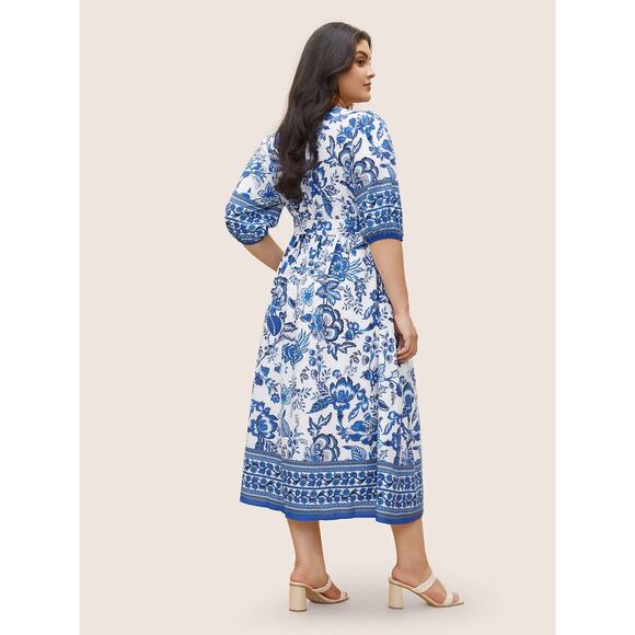 BloomChic Bandana Surplice Neck Lantern Sleeve Pocket Dress 2X. 18/20 - Picture 2 of 6